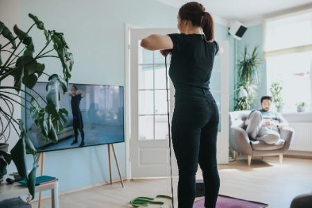 Long, Slim Bands of Any Type Suit Standing Exercises for Arms, Legs and Back