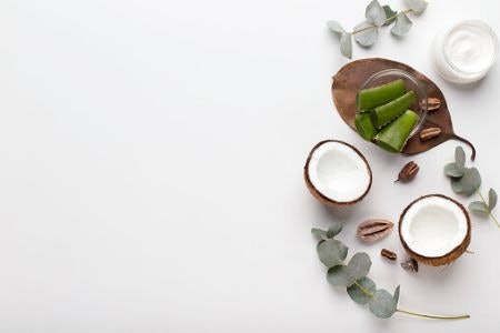 Natural Extracts Like Aloe Vera, Coconut Oil, and Pomegranate Soothe and Rejuvenate the Skin