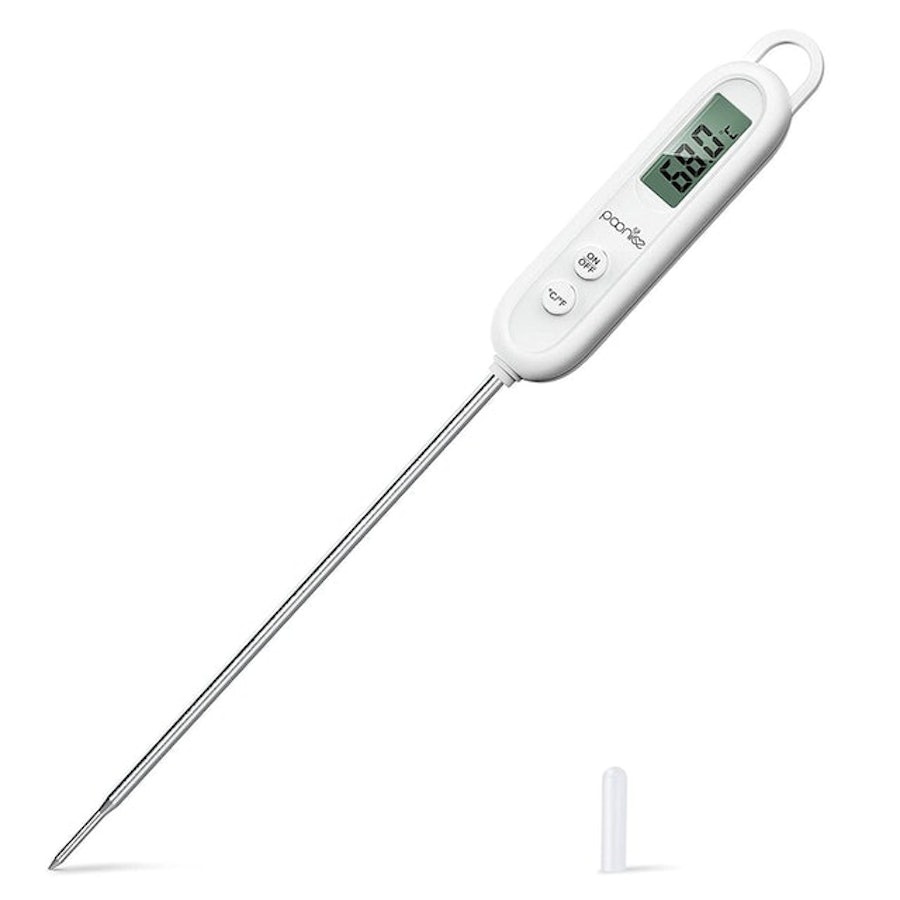 Polder Grill Partner Instant Read Thermometer, 10 Probe Keeps Hands Away from Heat, Folds Close for Easy Storage, Programmable Settings, Built-in