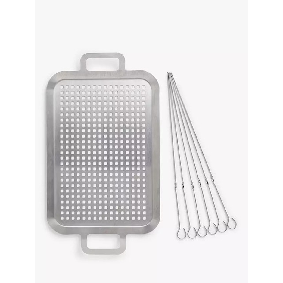 John Lewis & Partners Stainless Steel BBQ Grill Topper & 6 Skewers Translation missing: en-GB.activerecord.decorators.item_part_image/alt