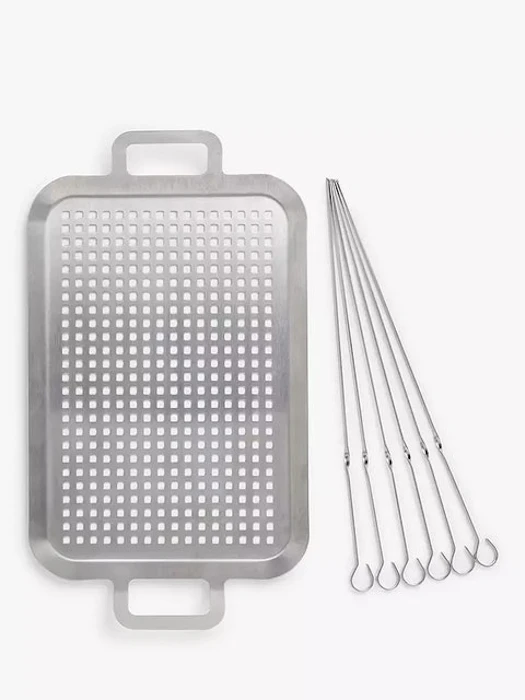 John Lewis & Partners Stainless Steel BBQ Grill Topper & 6 Skewers Translation missing: en-GB.activerecord.decorators.item_part_image/alt