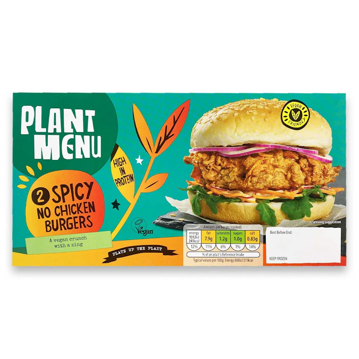 Plant Menu Spicy No Chicken Burgers Translation missing: en-GB.activerecord.decorators.item_part_image/alt