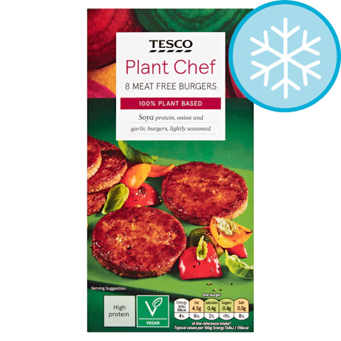 Tesco Plant Chef 8 Meat Free Burgers Translation missing: en-GB.activerecord.decorators.item_part_image/alt