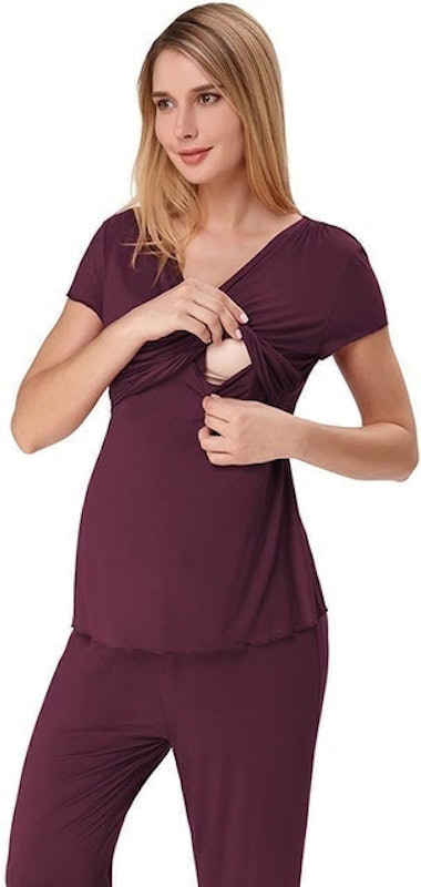 Women's Ultra Soft Maternity & Nursing Pajama Set 1