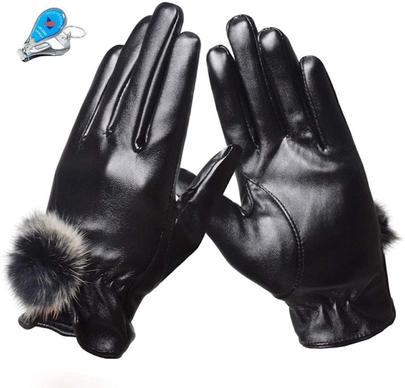 PU Leather Touch Screen Thermal Driving Gloves 1