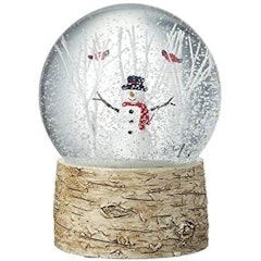 Snowman with Robins & Trees Snow Globe