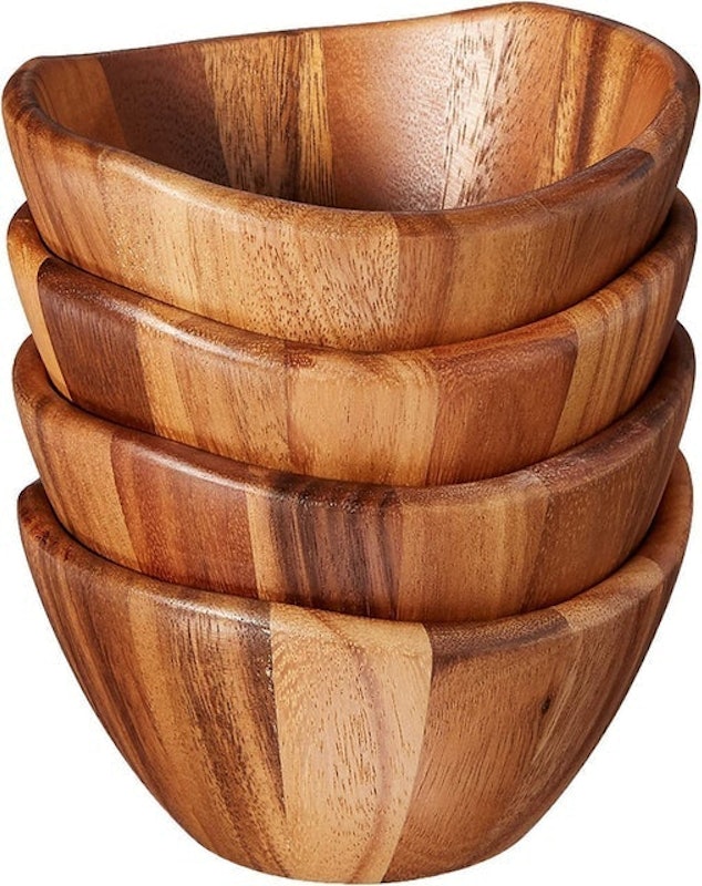 Set of 4 Acacia Wave Bowls 1