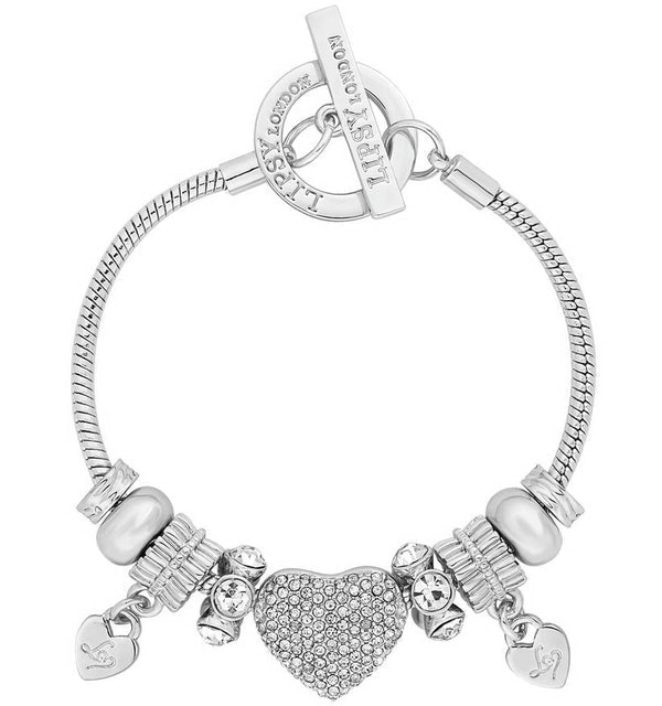 Pave Heart Charm Bracelet 1