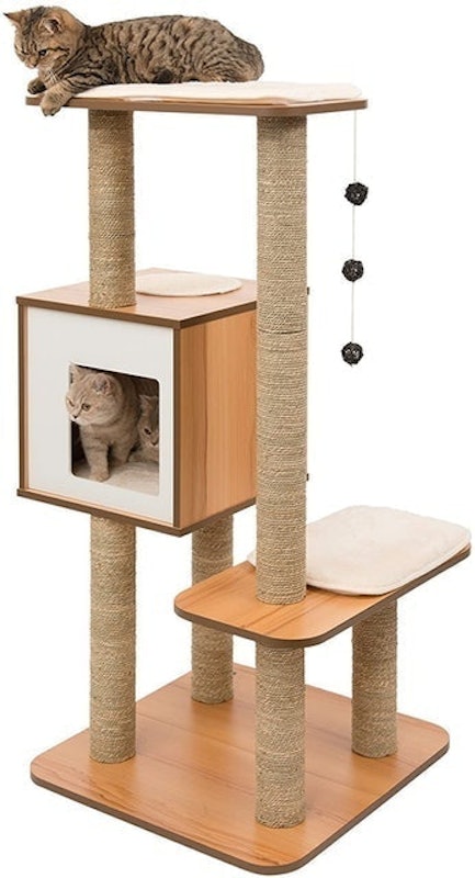 V-High Walnut Cat Furniture Tree 1