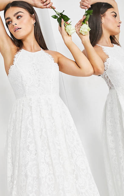 Amalie Lace Halter Neck Maxi Wedding Dress 2