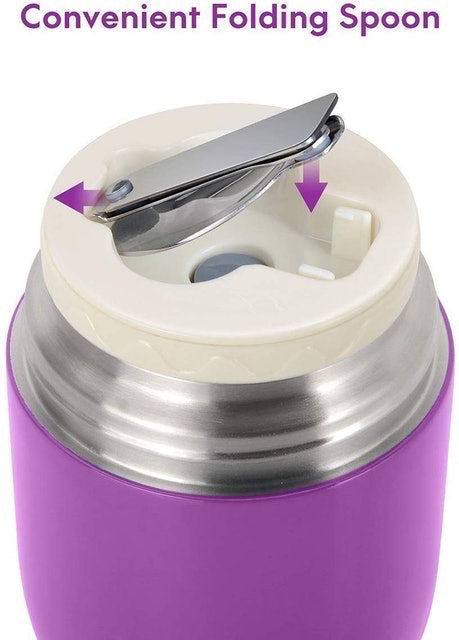 Stainless Steel King Food Jar With Folding Spoon  2