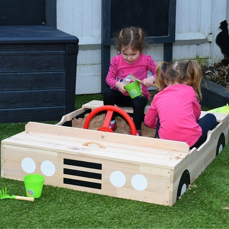 Car Wooden Sandpit With Steering Wheel 3