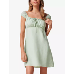 Imogen Linen Mini Dress, Soft Pistachio