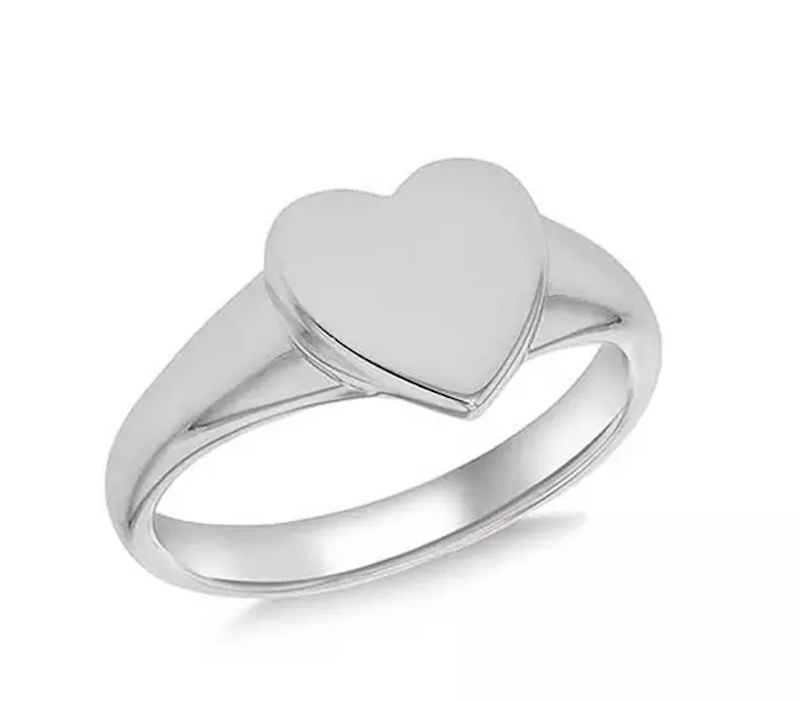 Sterling Silver Personalised Heart Signet Ring 1