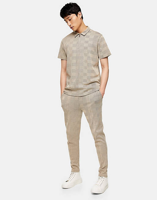 Check Joggers in Stone 2