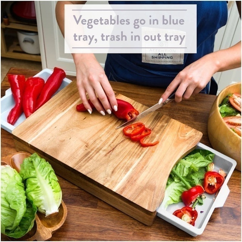 Wood Cutting Board with Storage 2