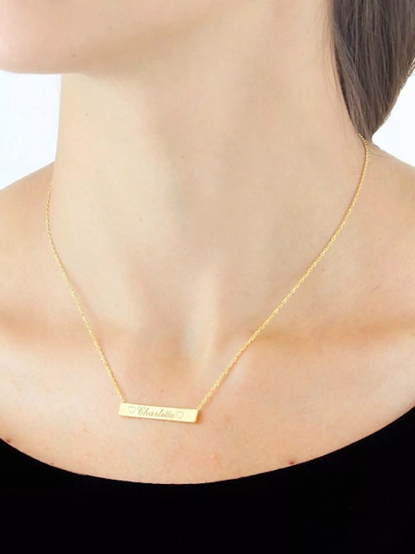 Personalised Horizontal Bar Initial Pendant Necklace 1