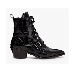 Katy Crocodile Leather Pointed Ankle Boots