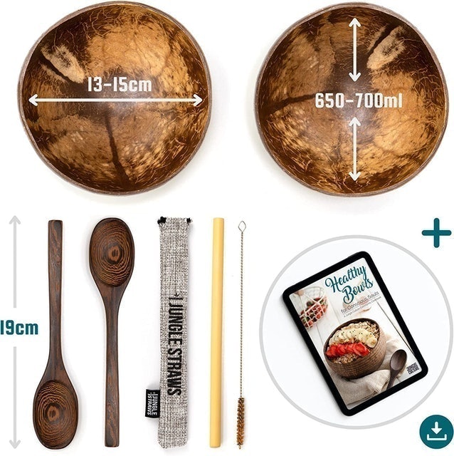 Set of 2 Coconut Bowls & Spoons  4