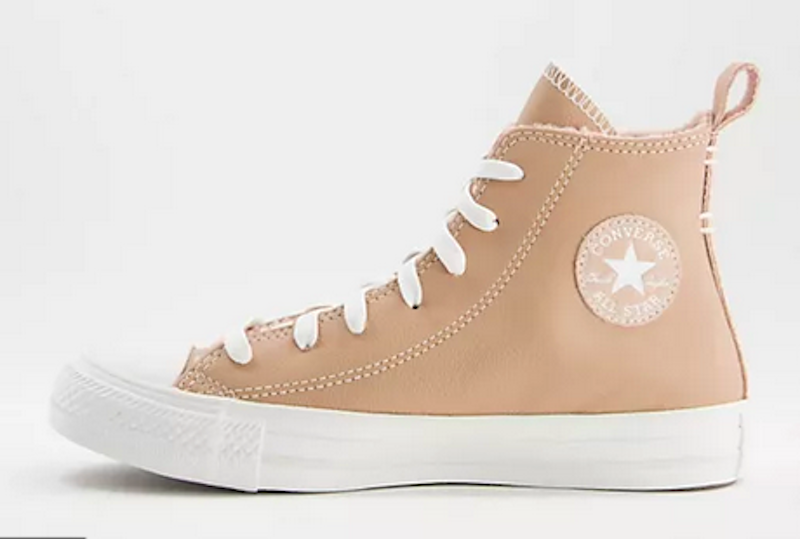 Chuck Taylor All Star Hi Cosy Club Trainers in Tan Leather 1