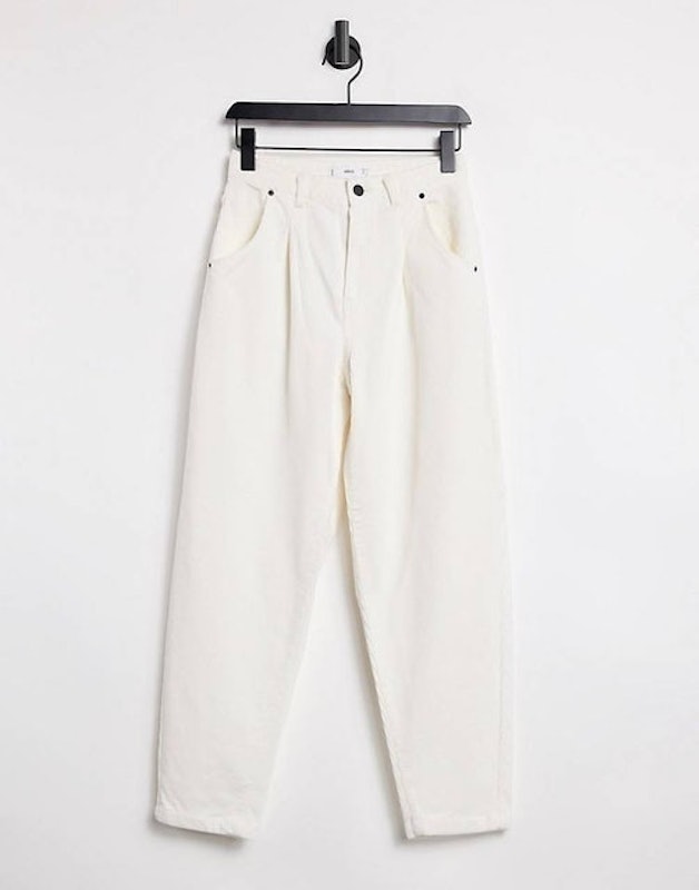 Slouchy Corduroy Trousers in Ecru 1