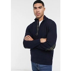 Half-Zip Jumper With Tartan Elbow Patches