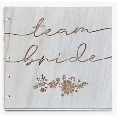 "Team Bride" Wooden Cover Guest Book