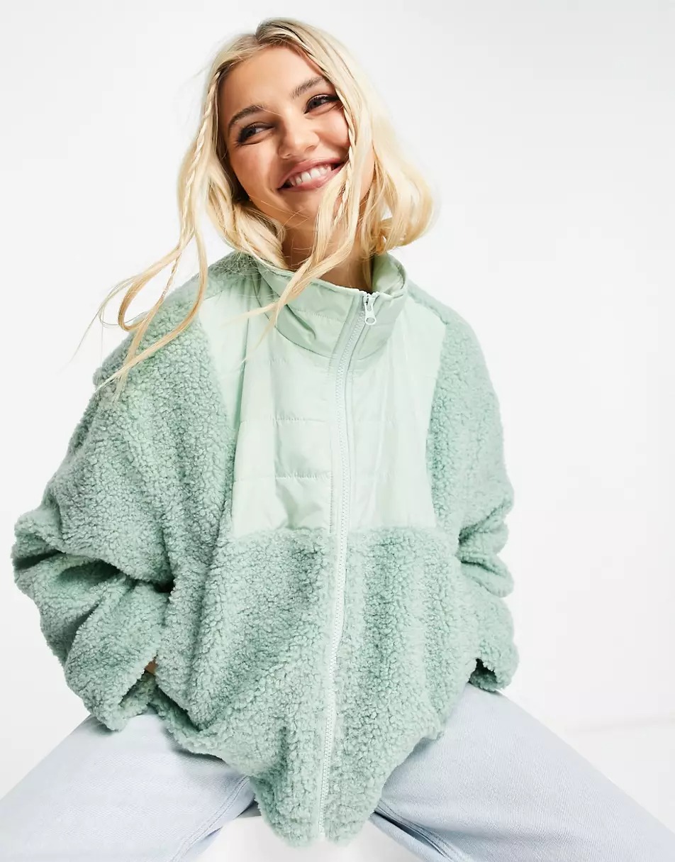 Fleece Jacket With Contrast Panel 1