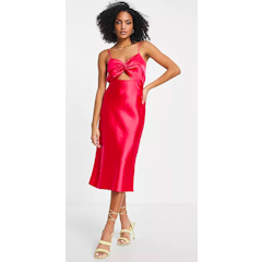 Cut Out Satin Midi Slip Dress