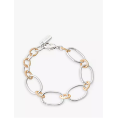 Two Tone Oval Link Chain Bracelet, Silver/Gold