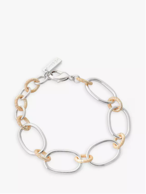 Two Tone Oval Link Chain Bracelet, Silver/Gold 1