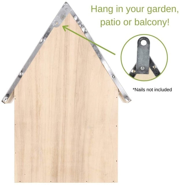 Natural Wood Insect Hotel With Metal Roof 3
