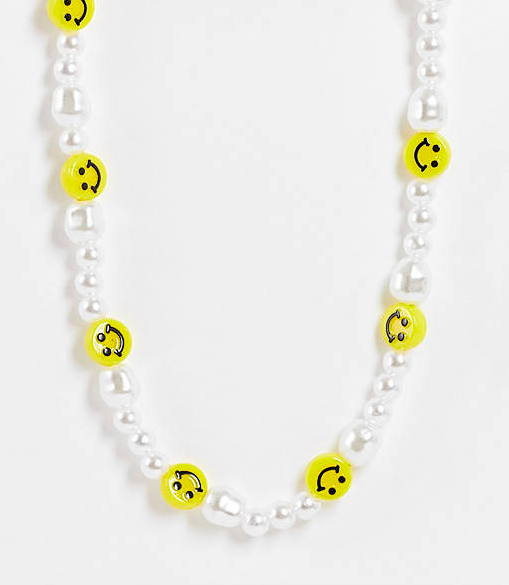 Beaded Pearl and Face Necklace 1