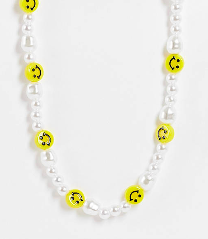 Beaded Pearl and Face Necklace 1