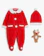 John Lewis & Partners Baby Santa Fleece Onesie Set, Red 1