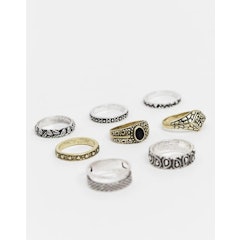 Ring Pack in Burnished Gold and Silver