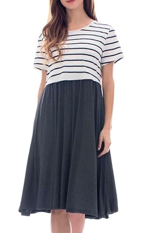 Women's Short Sleeve Maternity Nursing Dress 1