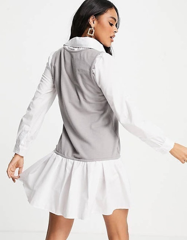 2-in-1 Knitted Vest Shirt Dress 4