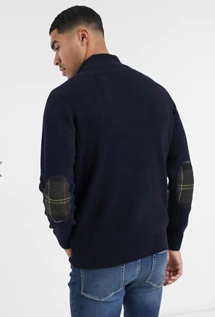 Half-Zip Jumper With Tartan Elbow Patches  2