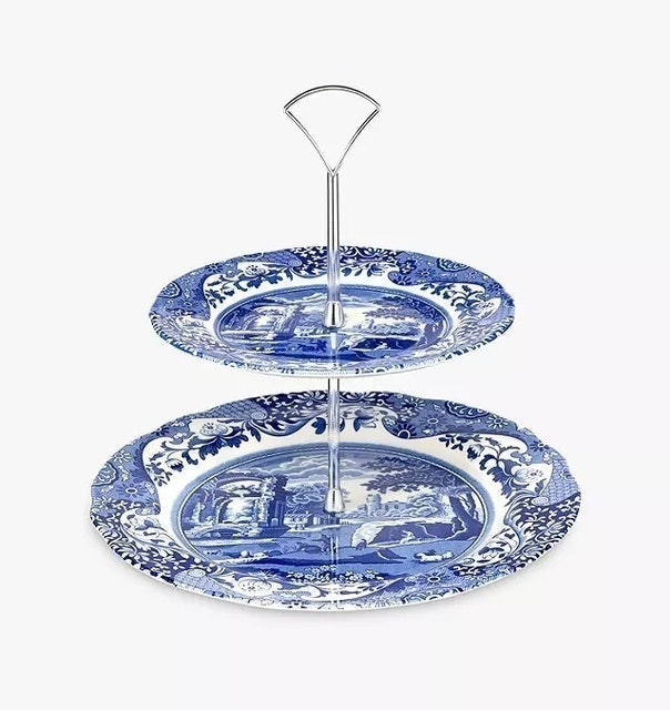 Blue Italian 2-Tier Cake Stand 1