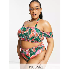 Shirred Bandeau Bikini Set With Removable Sleeves
