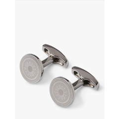 Laser Engraved Button Cufflinks, Gunmetal