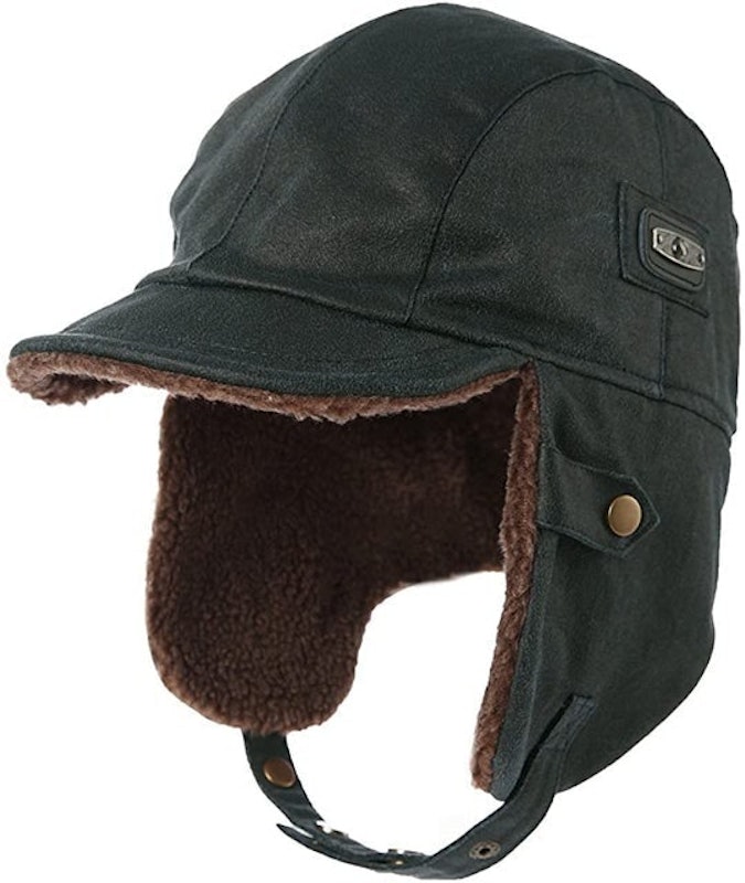 Faux Leather Aviator Trapper Hat 1