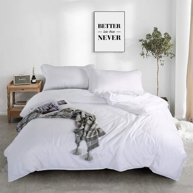 Duvet Cover Set With Zipper Closure - White 1