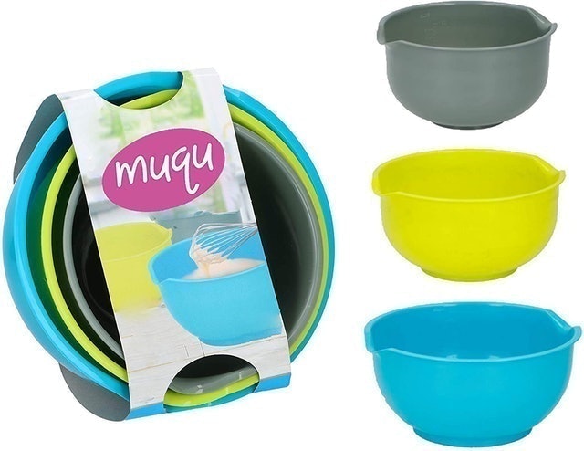 3 Pcs Plastic Mixing Bowls Set  1