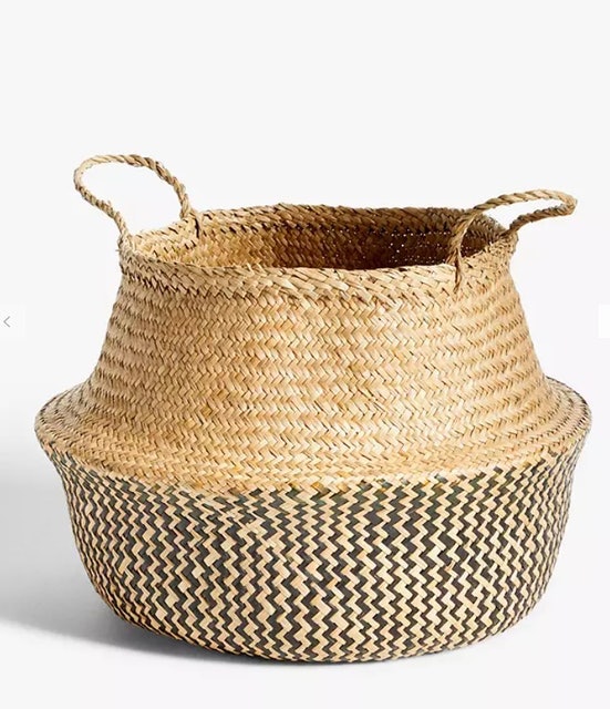 Fusion Black Patterned Seagrass Storage Basket 1