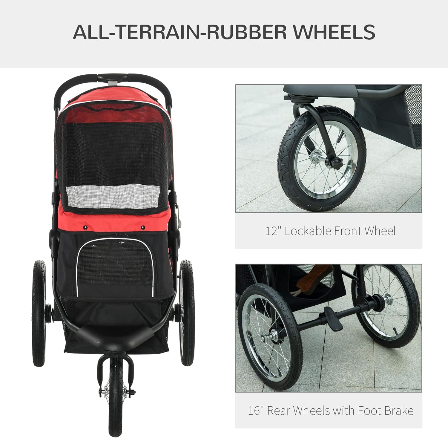 Pet Stroller Jogger for Medium, Small Dogs 2