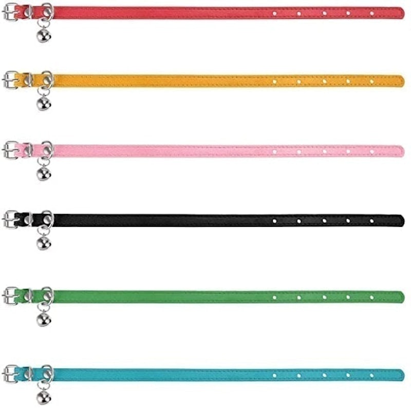 6 Pack Leather Cat Collars 1
