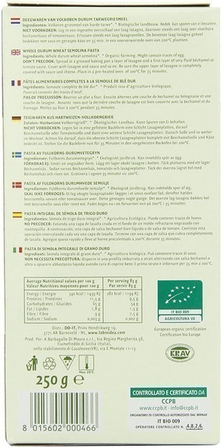 Organic Whole Wheat Lasagne 2