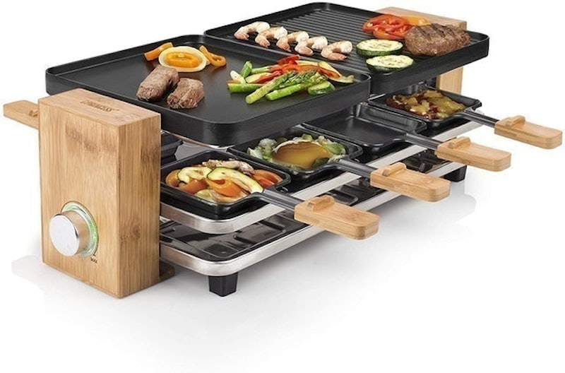 Boska Raclette Set for Cheese Melting, 8 Individual Pans, Scrapers